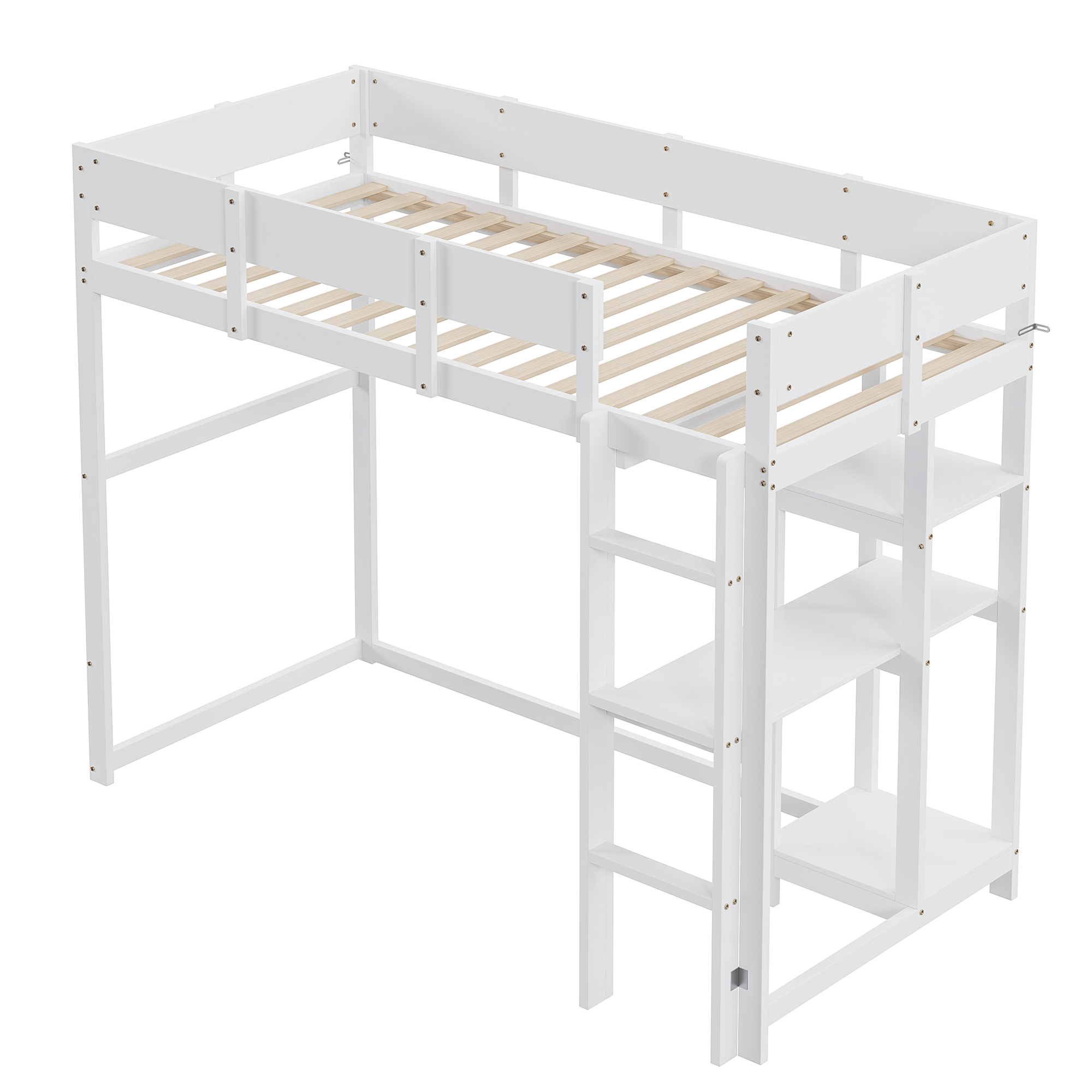 Metallinen ullakosänky, 140x200cm, ikkunansuojus ja karvatikkaat, musta