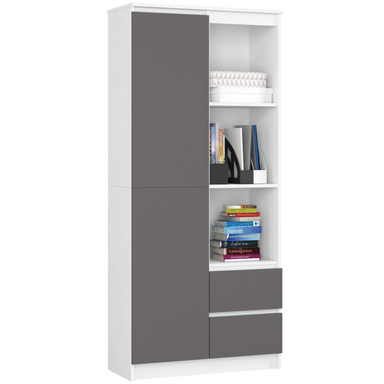 Akord Avohylly Valkoinen/Harmaa Grafiitti 80x35x180