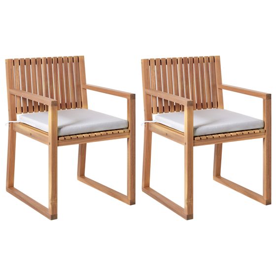 Puutarhatuolisetti pehmusteilla 2 kpl SASSARI PREMIUM sertifioitu akaasia Vaaleanharmaa