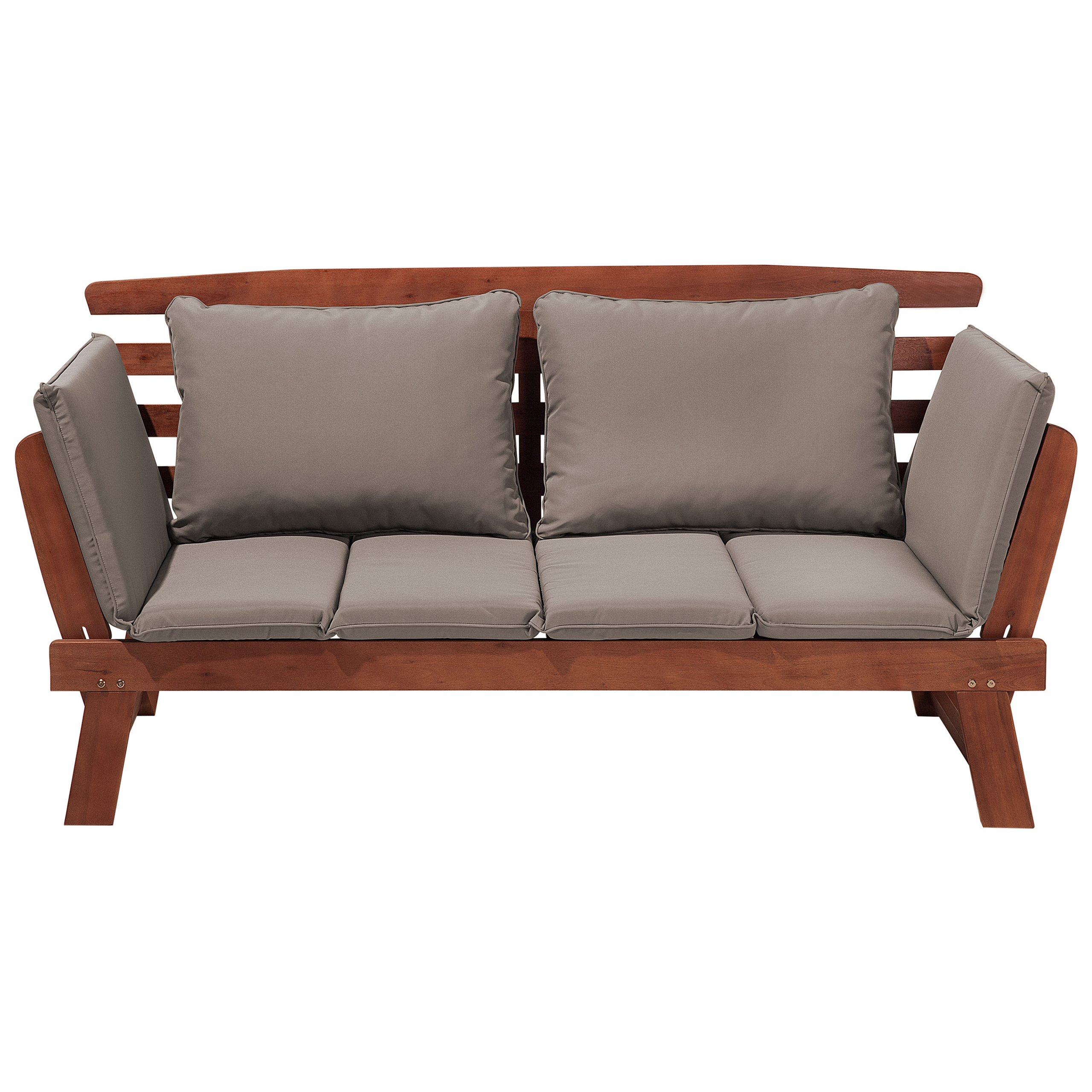 Puutarhapenkki pehmusteella PORTICI 210 cm Eukalyptuspuu Tummanruskea/ruskeanharmaa