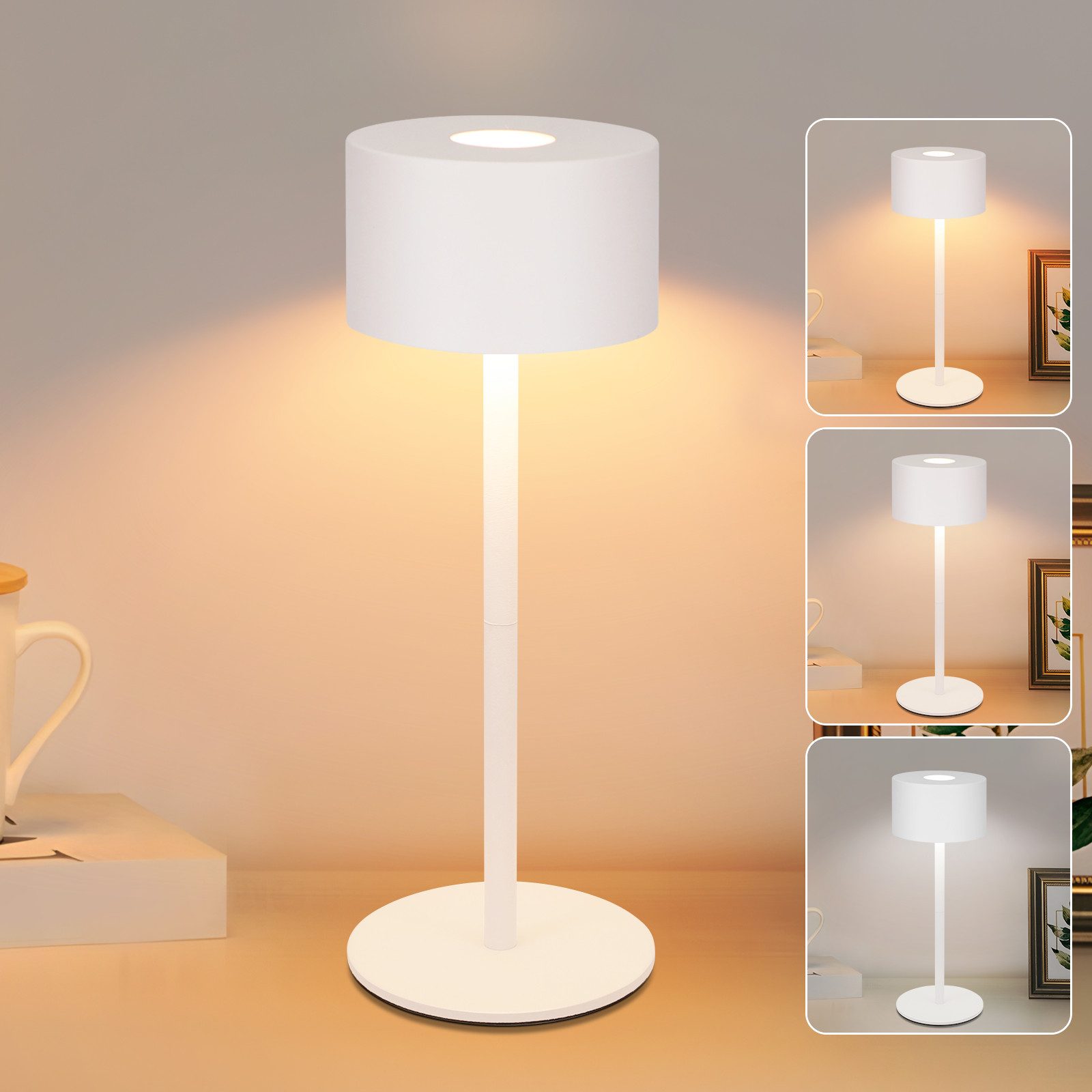 NETTLIFE Langaton LED-pöytävalaisin: Himmennettävä kosketuspöytävalaisin, jossa 3 värilämpötilaa, korkeussäädettävä, USB