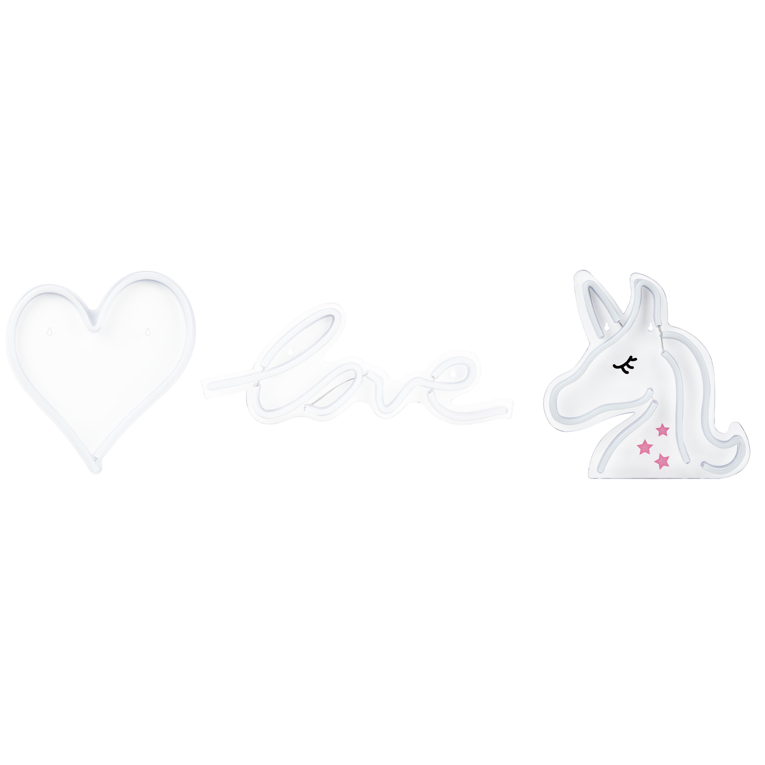 LED-neonvalaisinsetti 3 kpl SUSIE Vaaleanpunainen