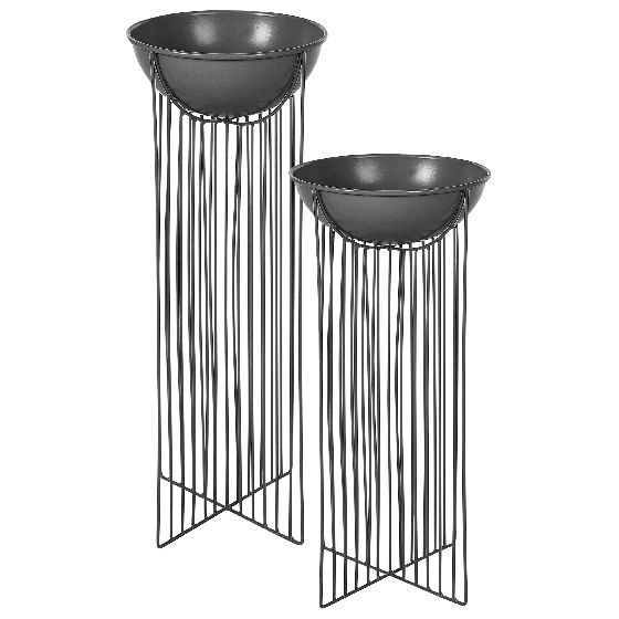 Korotettu kukkaruukkusetti 2 kpl FICARIA metalli 22 cm Musta