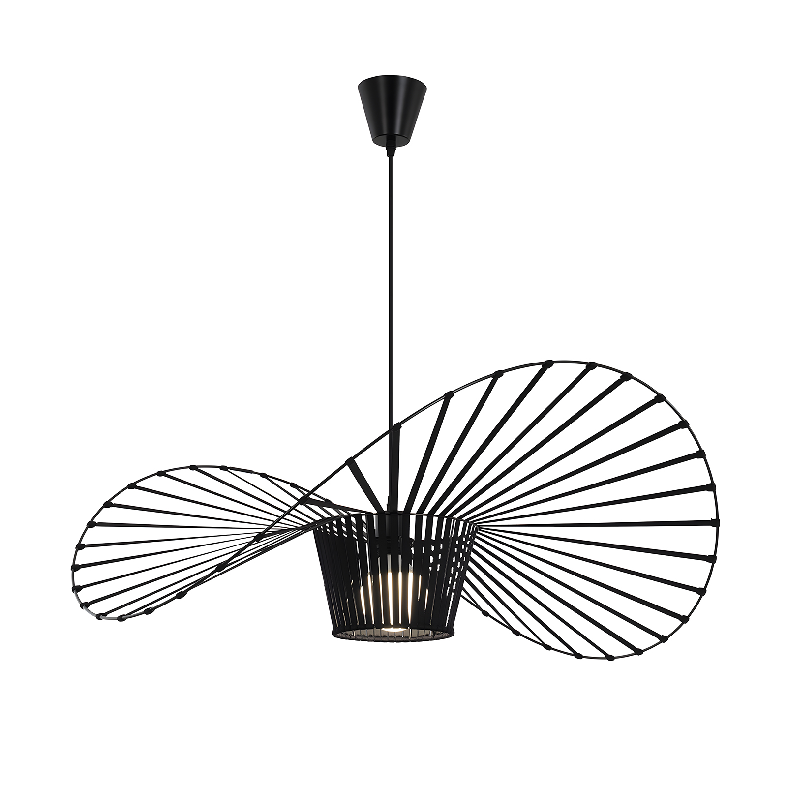 NETTLIFE musta riippuvalaisin, E27 moderni, halkaisija 60cm polykarbonaatti, designhattu max. 40 W olohuoneeseen, ruokailutilaan,ilman, lamppua