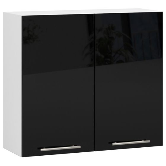 Akord Keittiön seinäkaappi Oliwia Valkoinen/Musta Kiiltävä 80x30x72