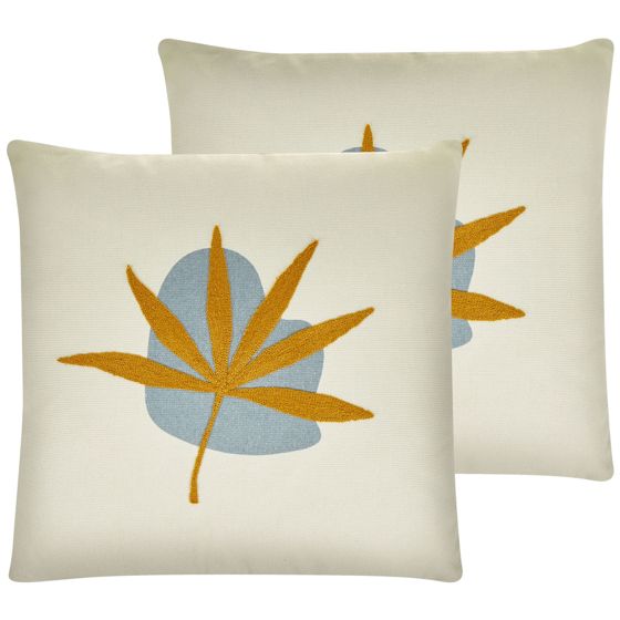 Koristetyynysetti 2 kpl DAVALLIA 45 x 45 cm Beige Kasvikuvio