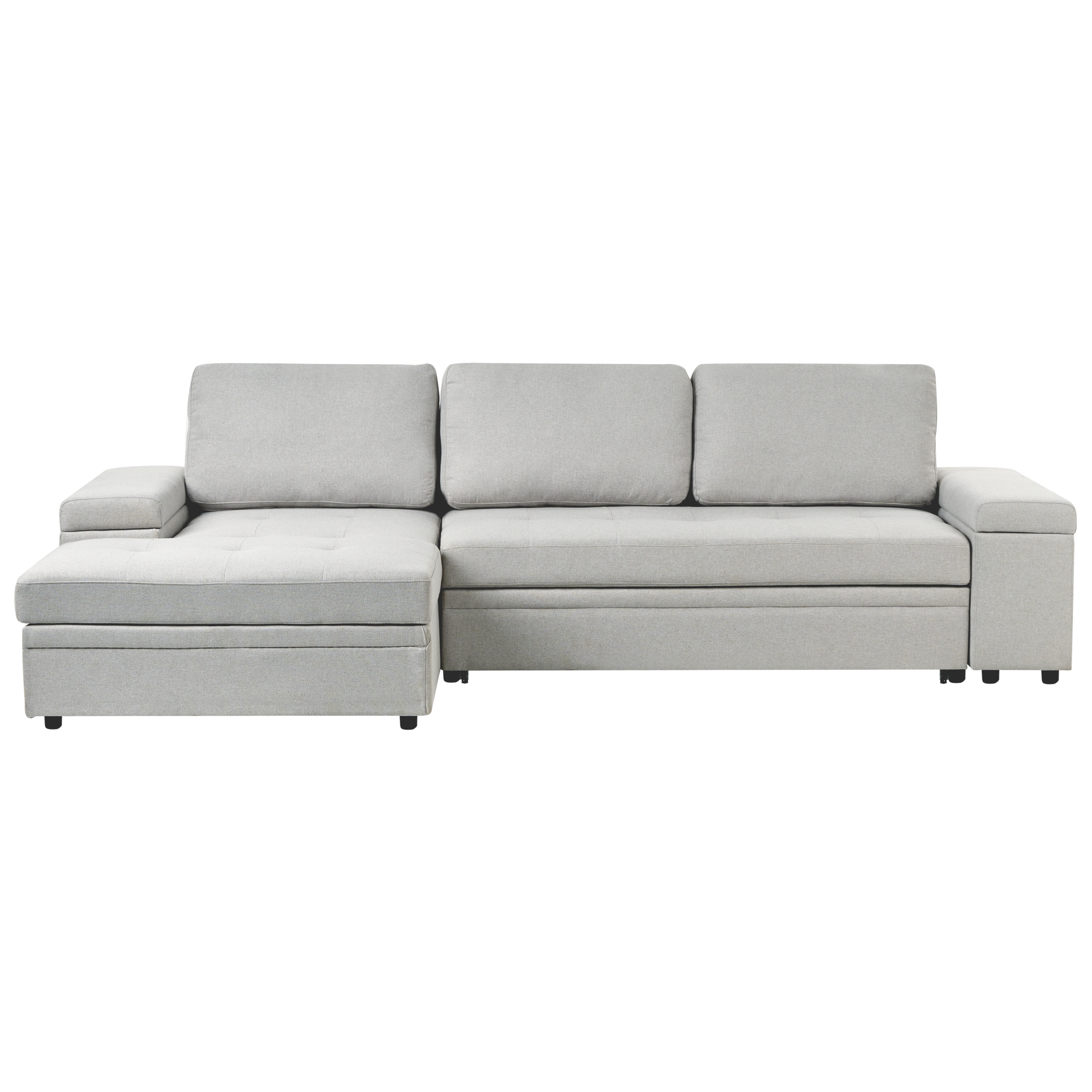 Kulmavuodesohva HRISEY keinopellava Vaaleanharmaa säilytystila 3-istuttava Oikea