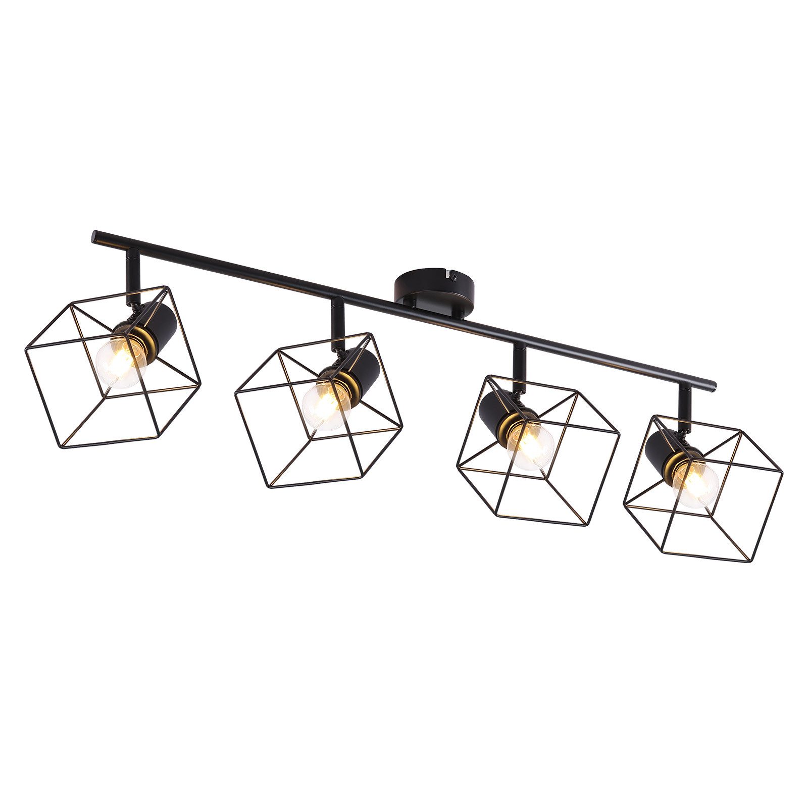 NETTLIFE musta kattokohdevalaisin E14 350° kääntyvä kattovalaisin vintage - metalli olohuoneeseen säädettävä ilman lamppua