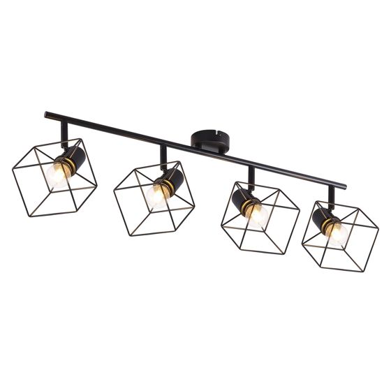 NETTLIFE musta kattokohdevalaisin E14 350° kääntyvä kattovalaisin vintage - metalli olohuoneeseen säädettävä ilman lamppua