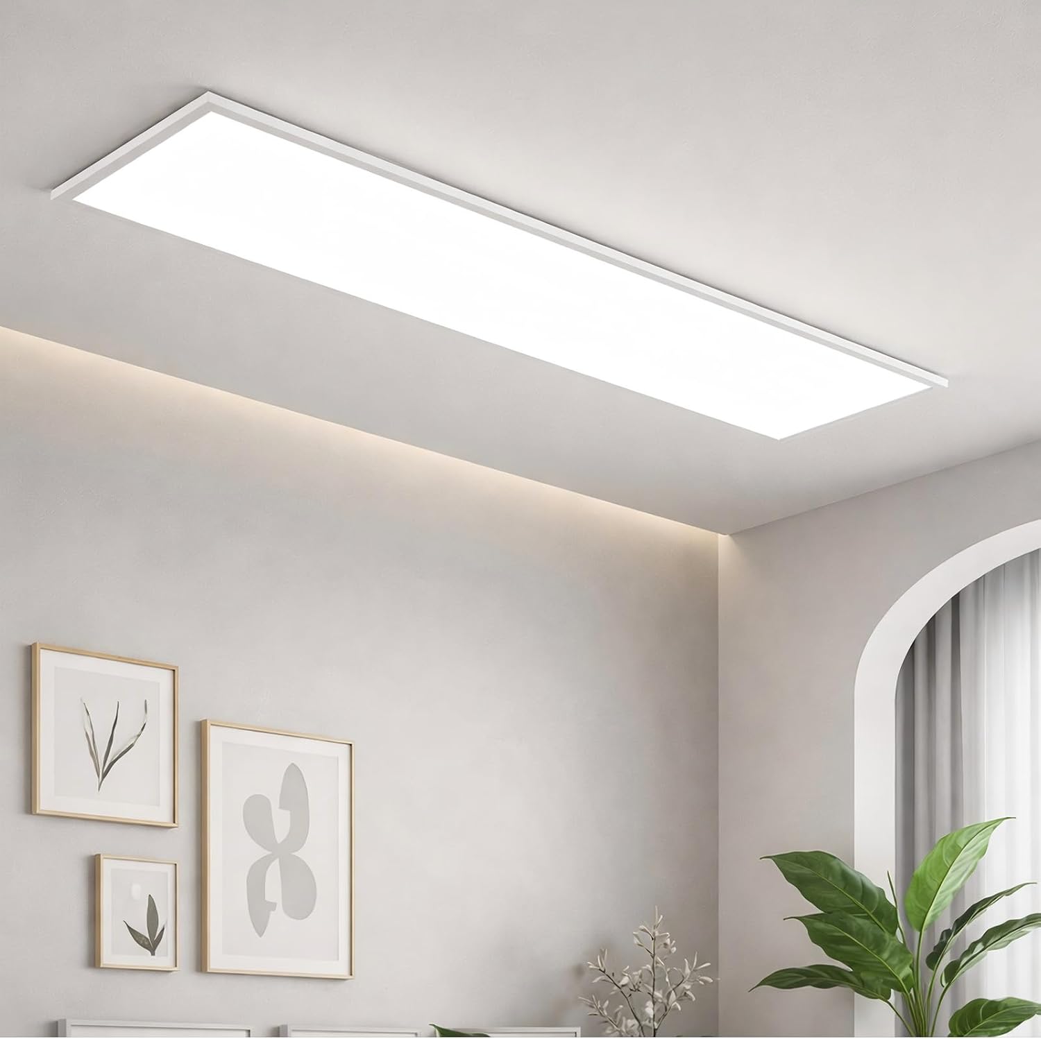 NETTLIFE himmennettävä LED-kattovalaisin 100x25 cm pitkä litteä kattopaneeli kaukosäätimellä suuri valkoinen 24W