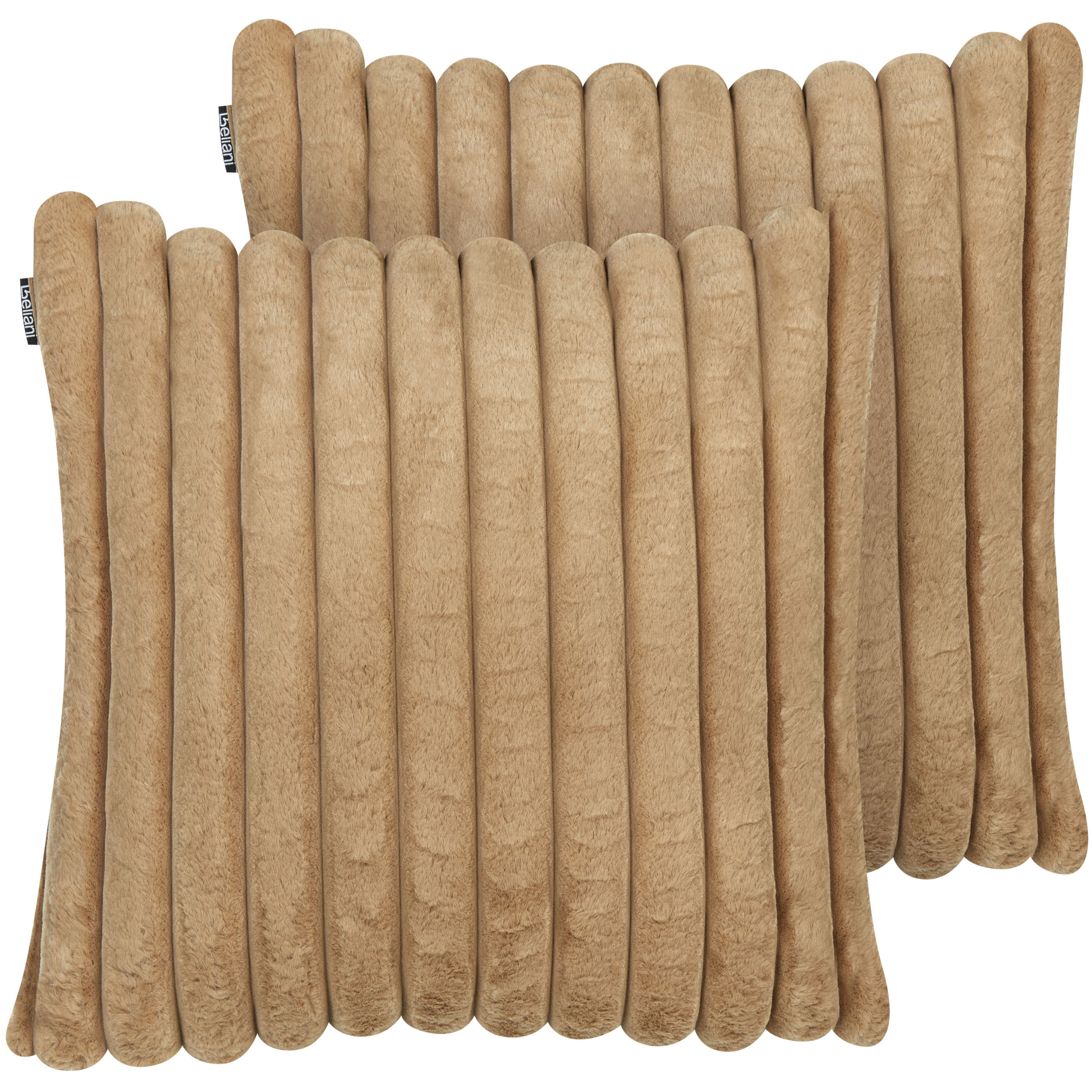 Koristetyynysetti 2 kpl RAKYA keinoturkis 45 x 45 cm Vaaleanruskea Raitakuvio