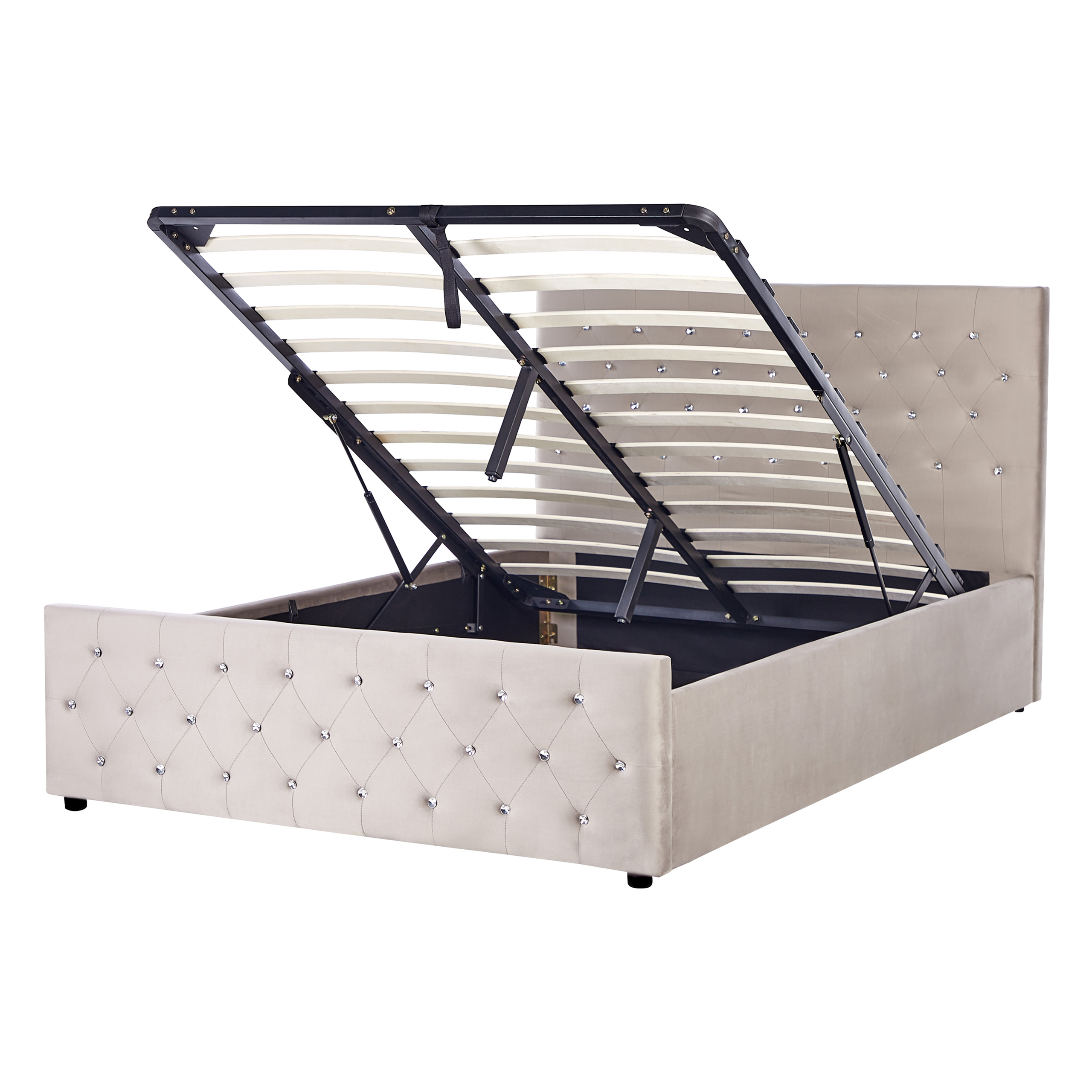 Sänky säilytystilalla sametti AMIENS 140 x 200 cm Ruskeanharmaa