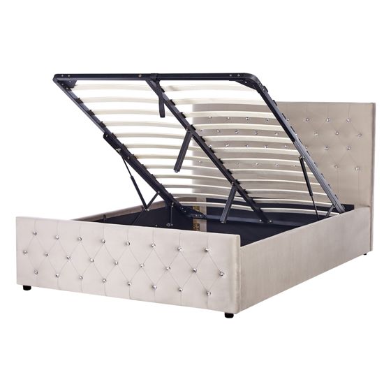 Sänky säilytystilalla sametti AMIENS 140 x 200 cm Ruskeanharmaa