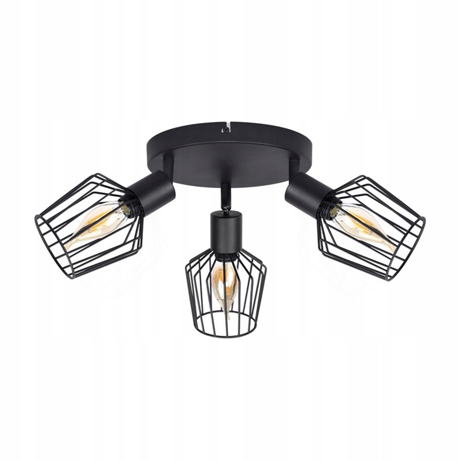 NETTLIFE 3 E14 - kattospottivalaisinta - pyöreä metalli, 350° kääntyvä teollinen eteisvalaisin, seinävalaisin eteiseen ja olohuoneeseen, musta