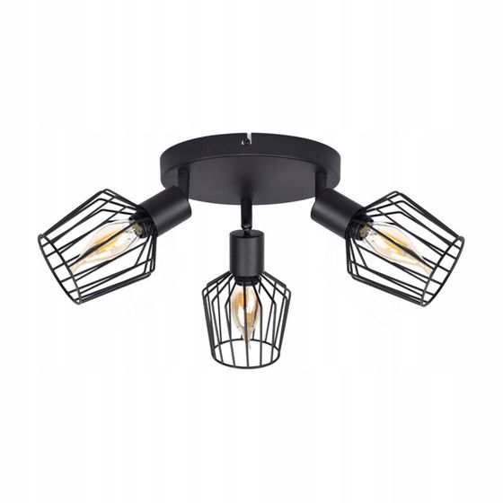 NETTLIFE 3 E14 - kattospottivalaisinta - pyöreä metalli, 350° kääntyvä teollinen eteisvalaisin, seinävalaisin eteiseen ja olohuoneeseen, musta