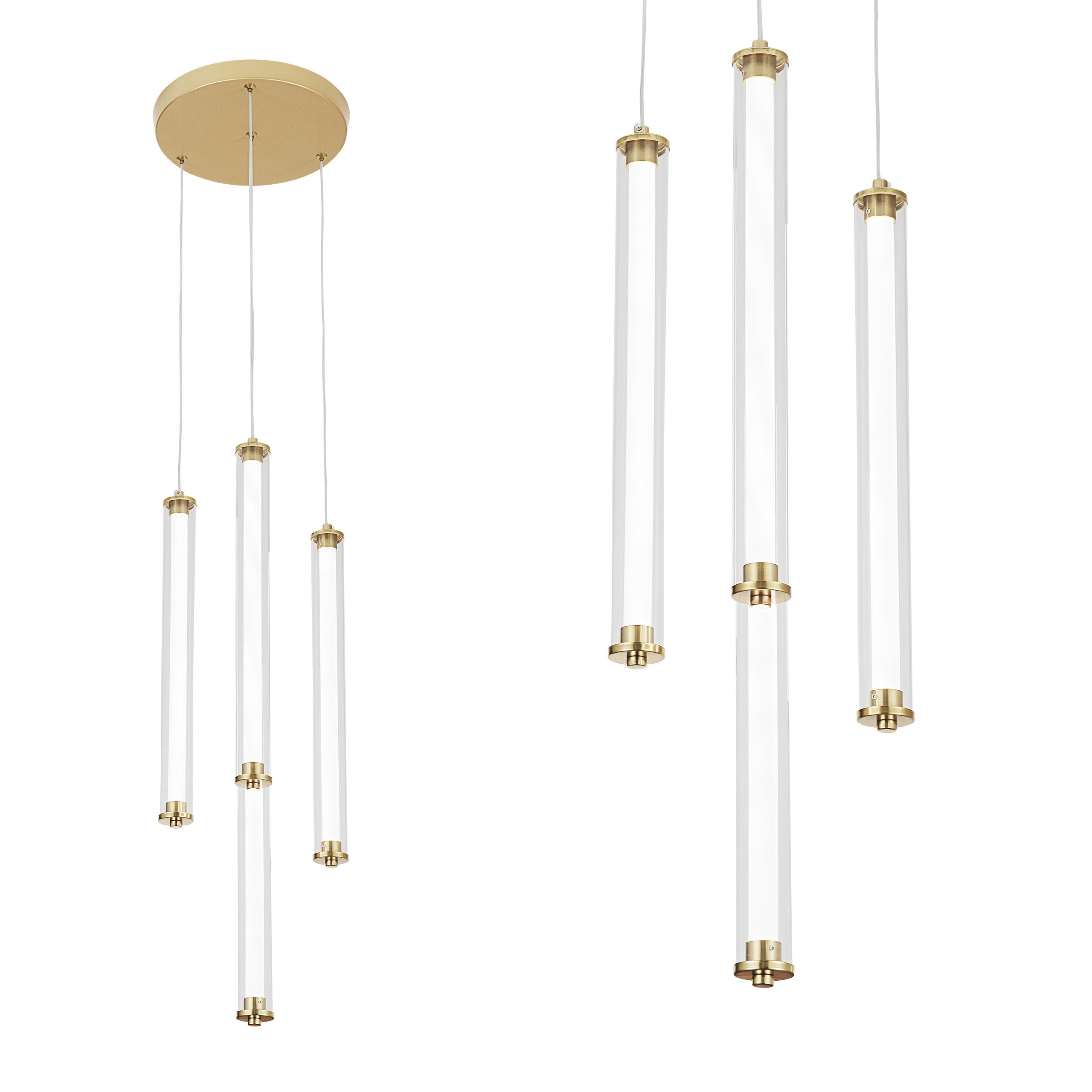 TOOLIGHT riippuva kattovalaisin LED G024-4CPR kulta, 133,5x25,5x41,5cm