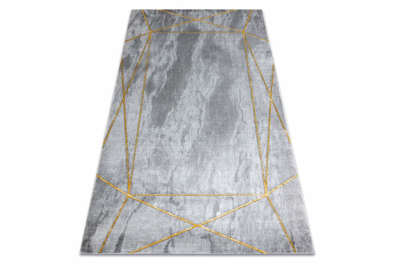 Matto EMERALD yksinomainen 1022 glamouria, tyylikäs geometrinen, marmori harmaa / kulta- 160x220 cm