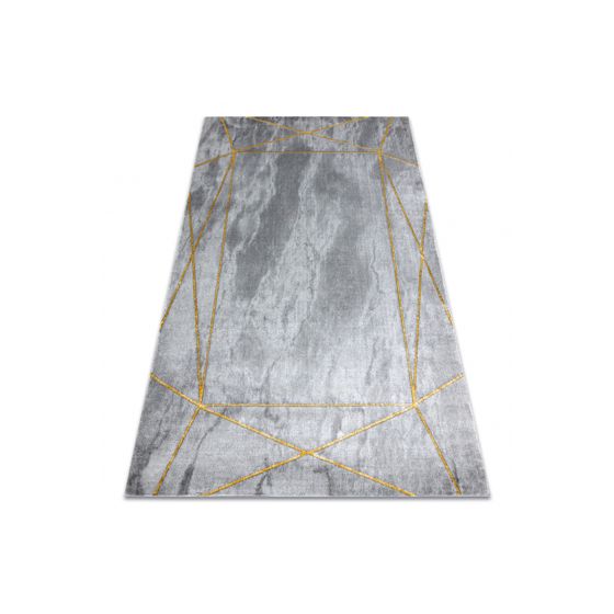 Matto EMERALD yksinomainen 1022 glamouria, tyylikäs geometrinen, marmori harmaa / kulta- 160x220 cm