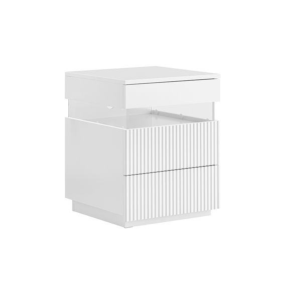 SoBuy Yöpöytä 3-laatikko akryyli valkoinen 41x40x52 cm LED-valo FBT167-E-W