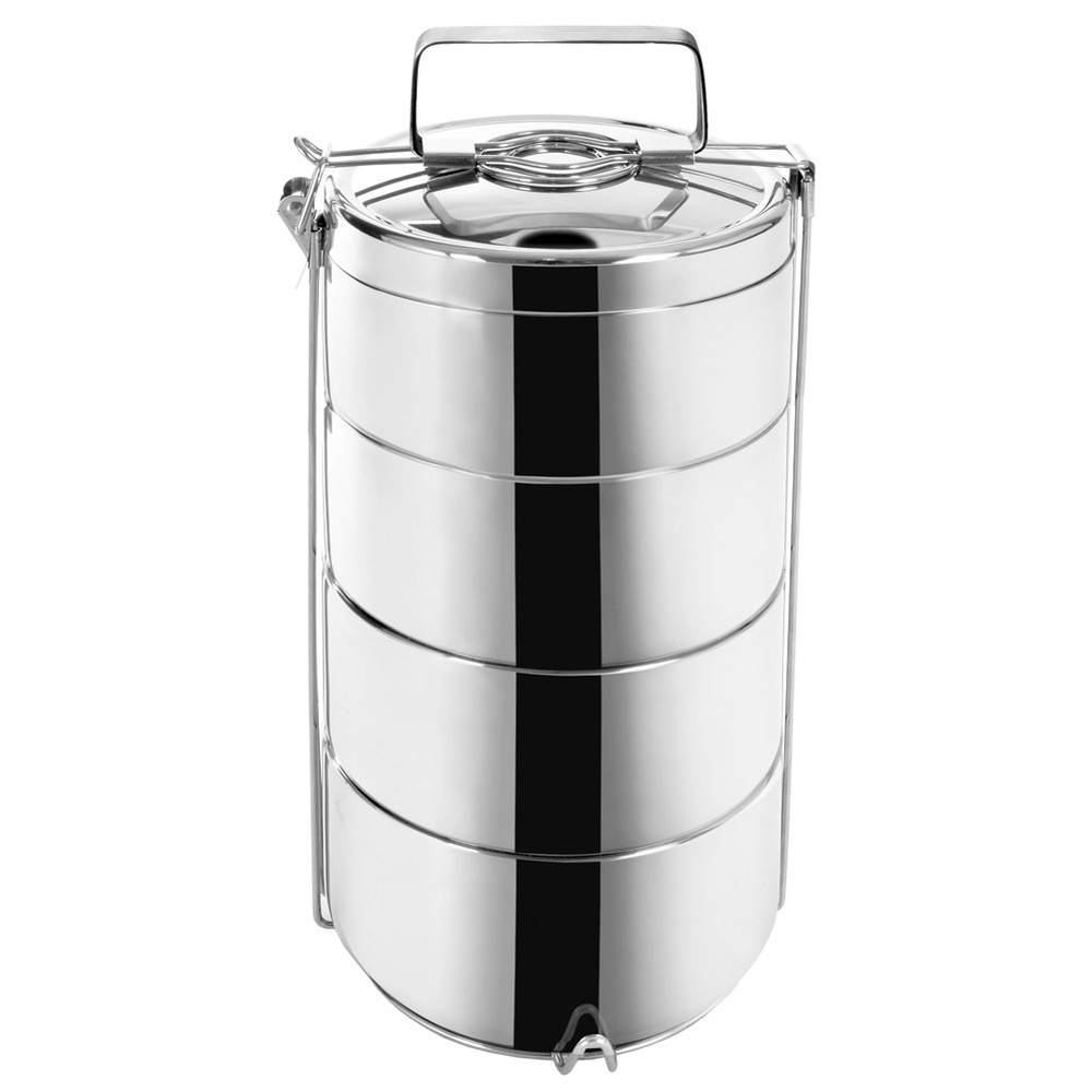 Lämpöteräksestä valmistettu lounasrasia, 4-kerroksinen, 4 x 900 ml