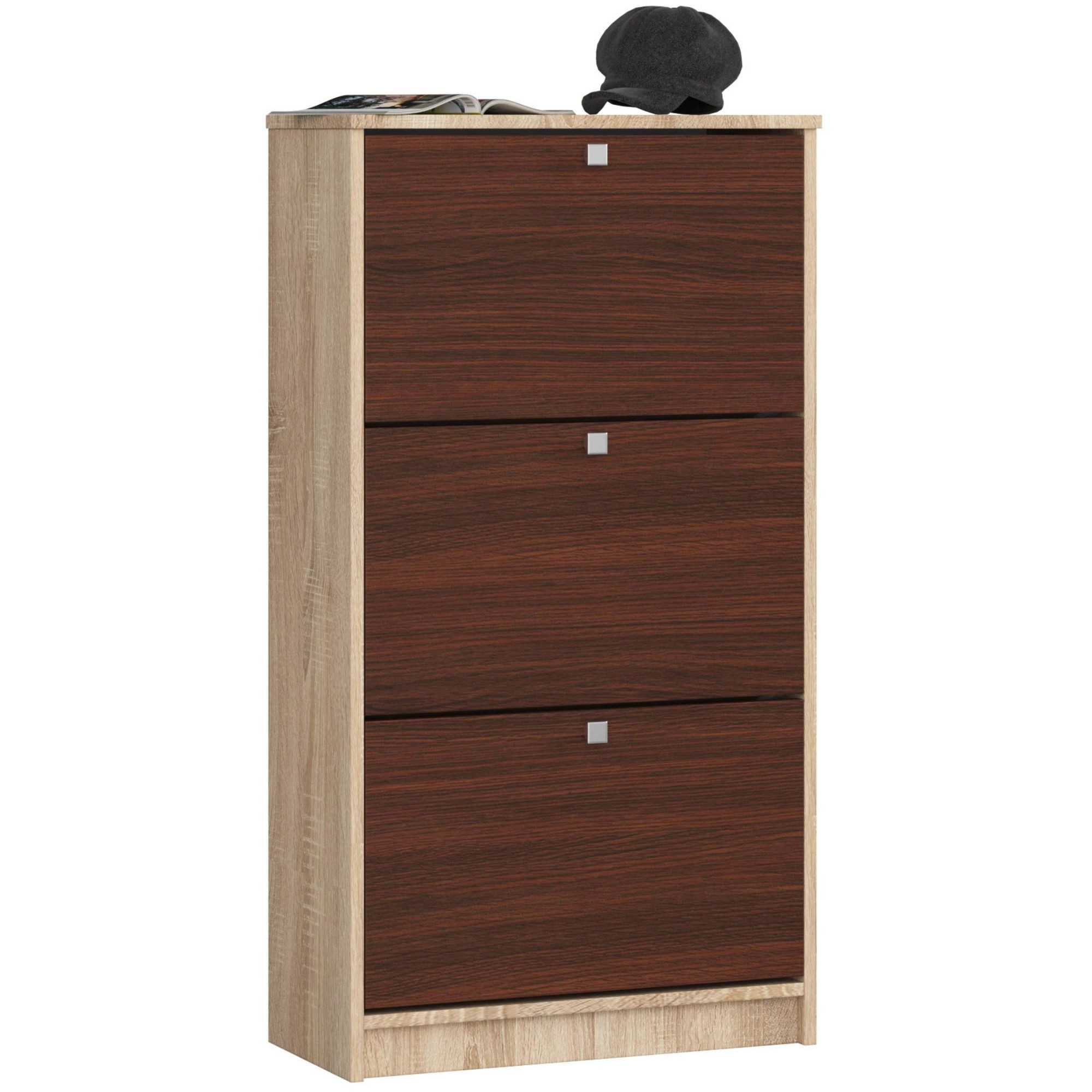 Akord Kenkäkaappi 3-ovinen Sonoma-tammi/Wenge 60x29x113