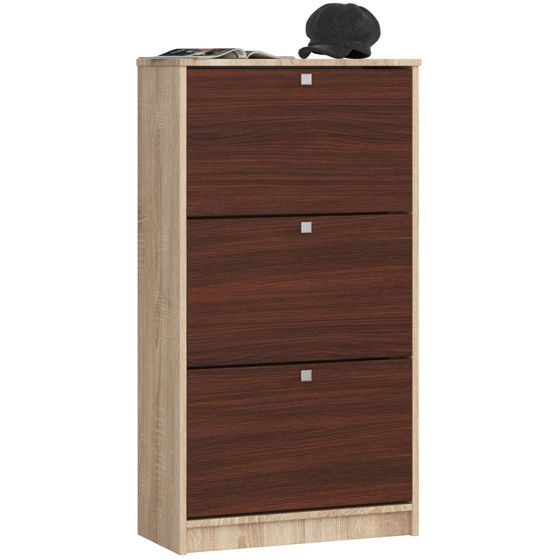 Akord Kenkäkaappi 3-ovinen Sonoma-tammi/Wenge 60x29x113