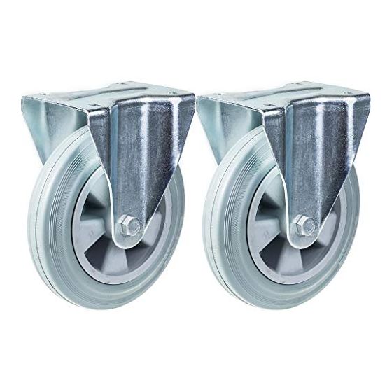 200mm 8" pyörä harmaa kumirengas kiinteä vahva 410kg kapasiteetti, 2 kpl:n setti