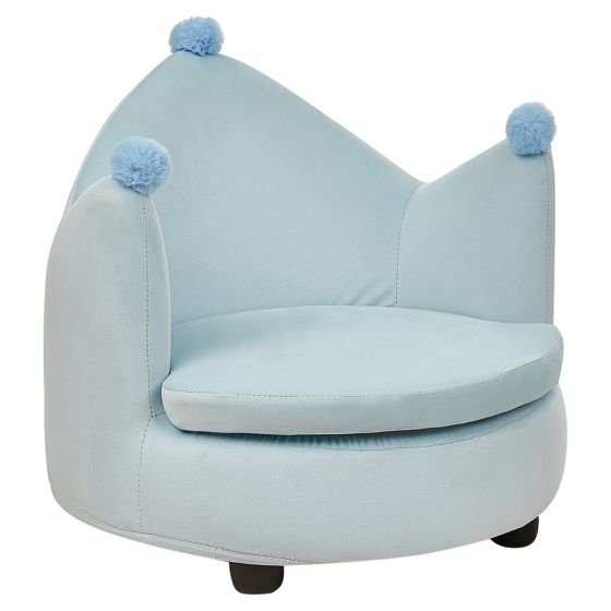 Lasten nojatuoli sametti kruunu vaaleansininen VEGA