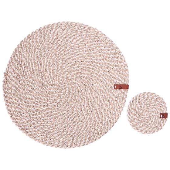 Pöytätabletti- ja lasinalussetti 6+6 PIPTURUS Luonnonväri Juutti