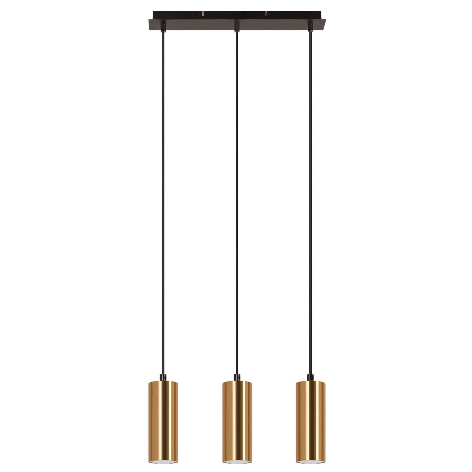 NETTLIFE 3-lamppuinen riippuvalaisin, kultainen musta, vintage-tyylinen GU10, teollisuustyylinen