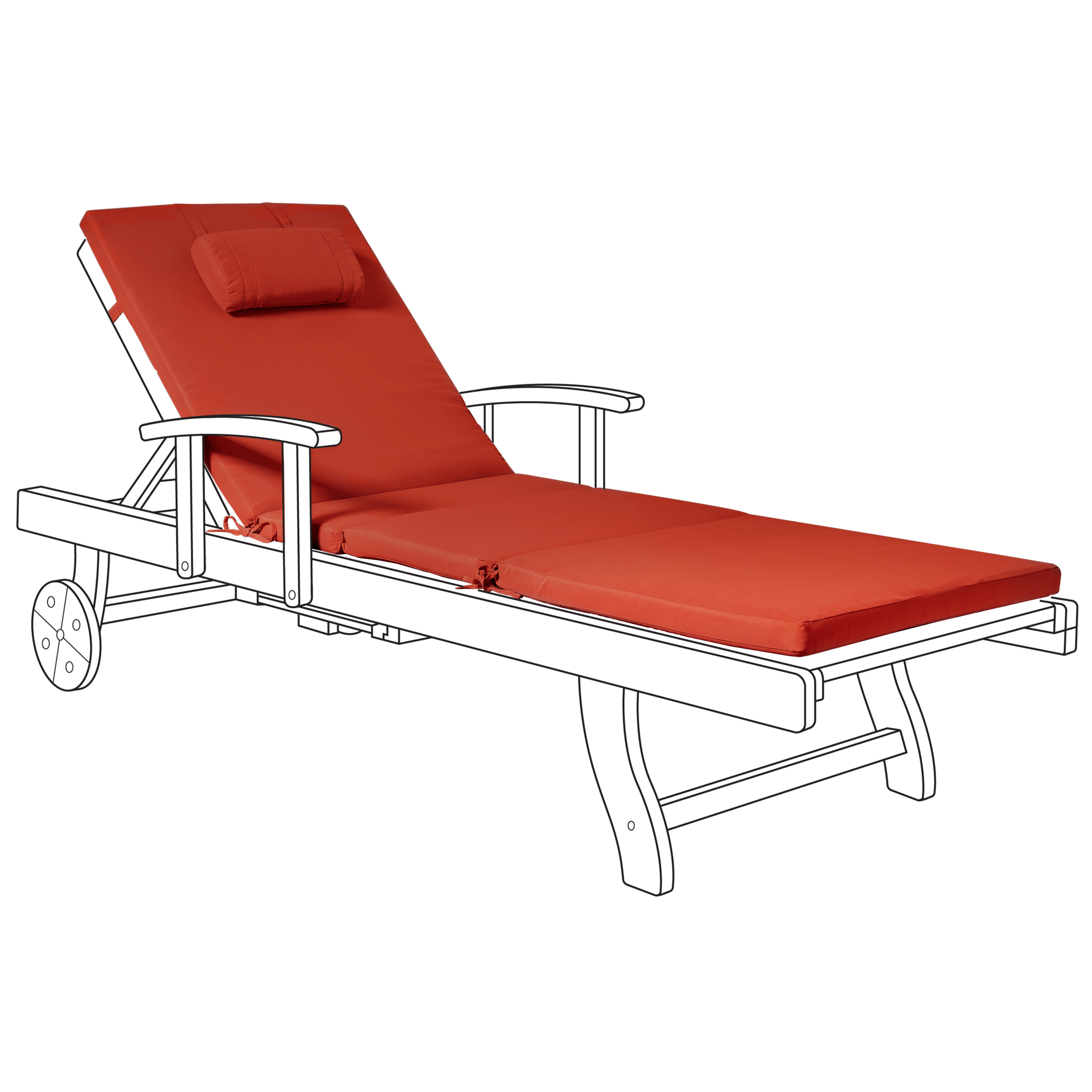 Aurinkotuolin pehmuste TOSCANA/JAVA/AMANTEA PREMIUM 189 x 58 cm Punainen