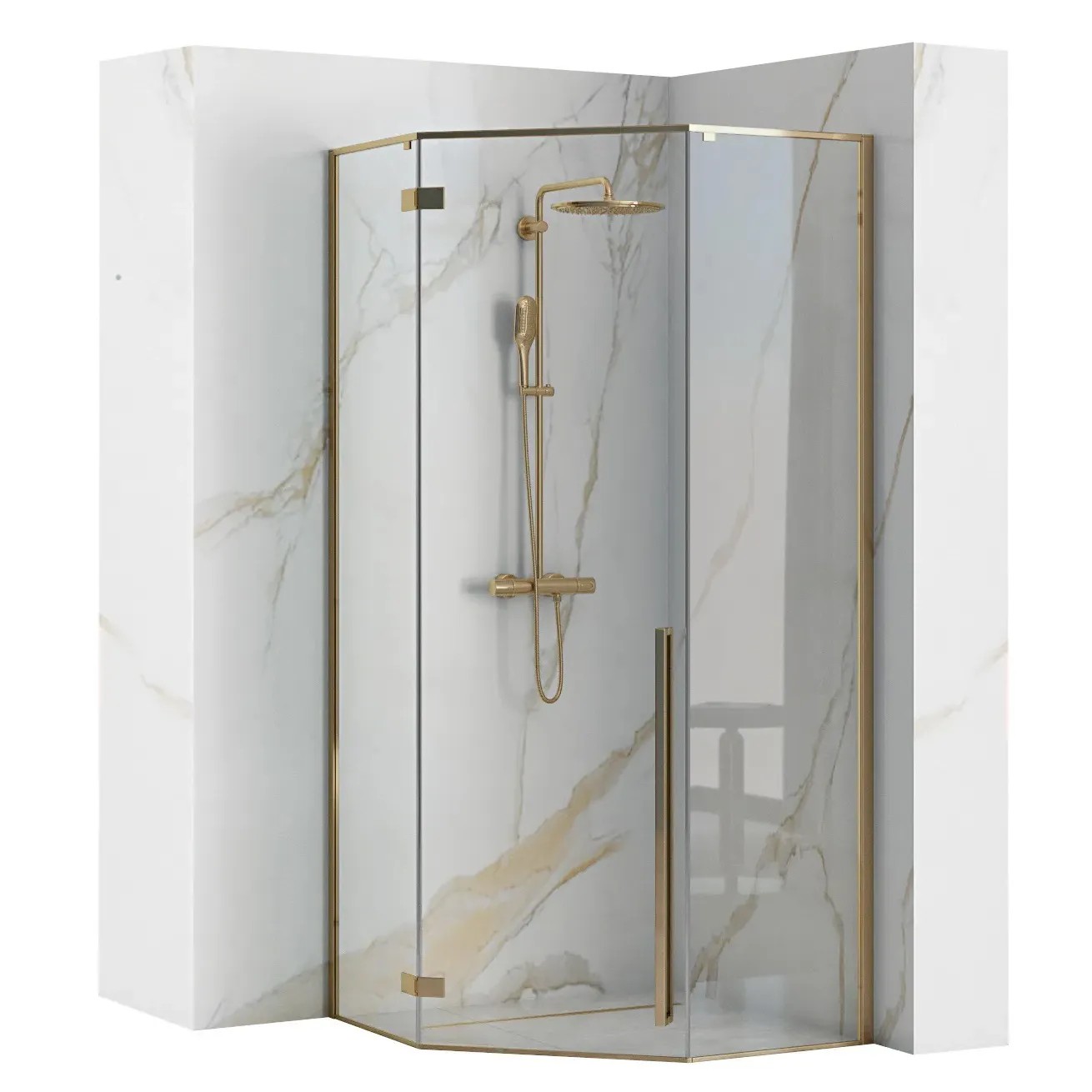 REA Suihkukaappi DIAMOND 90x90 kulta, 90, 5X90, 5X195CM