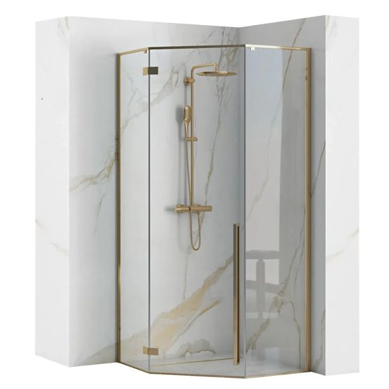 REA Suihkukaappi DIAMOND 90x90 kulta, 90, 5X90, 5X195CM