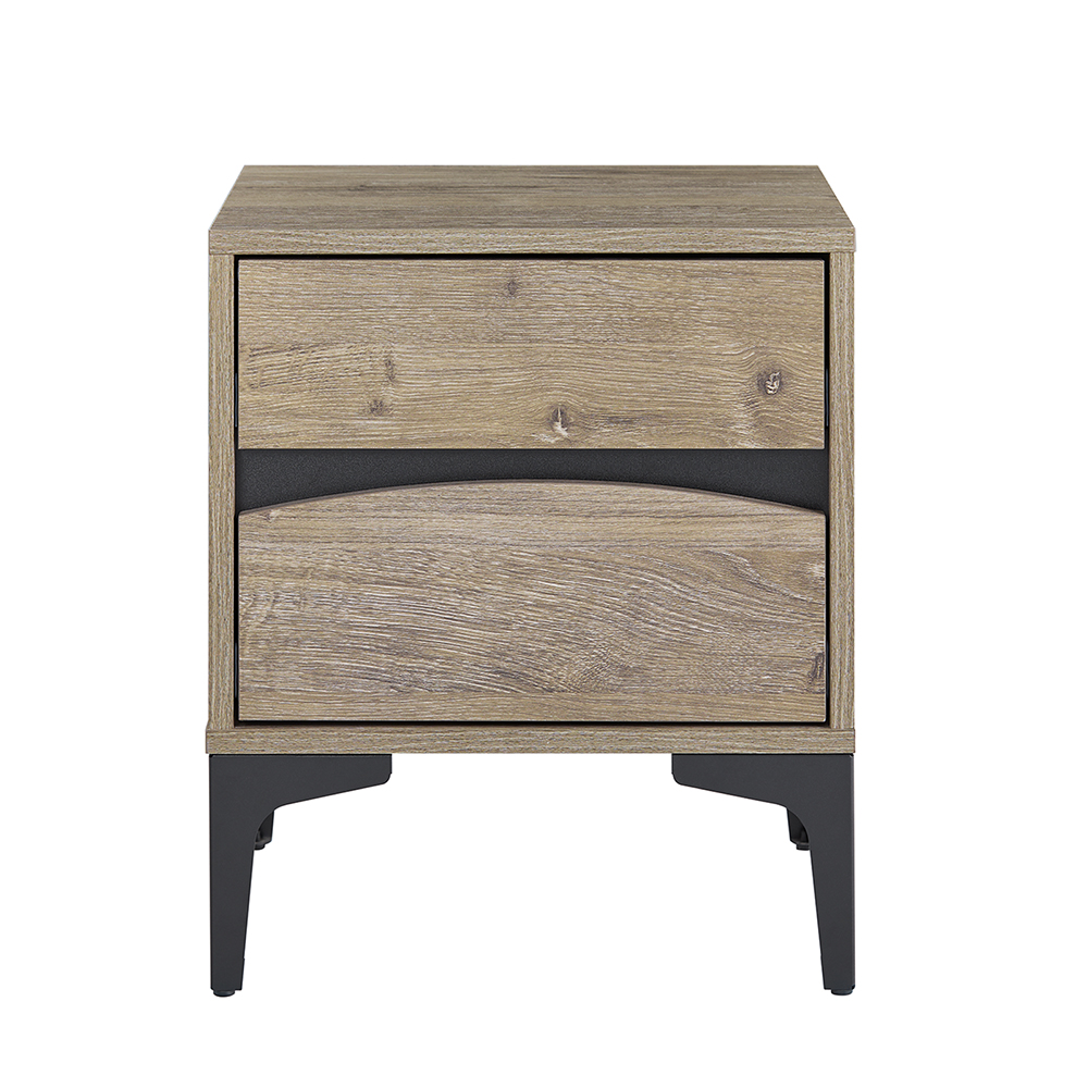 SoBuy Yöpöytä 2-laatikko puuefekti luonnonvalkoinen metallijaloilla 404047 cm FBT165-N