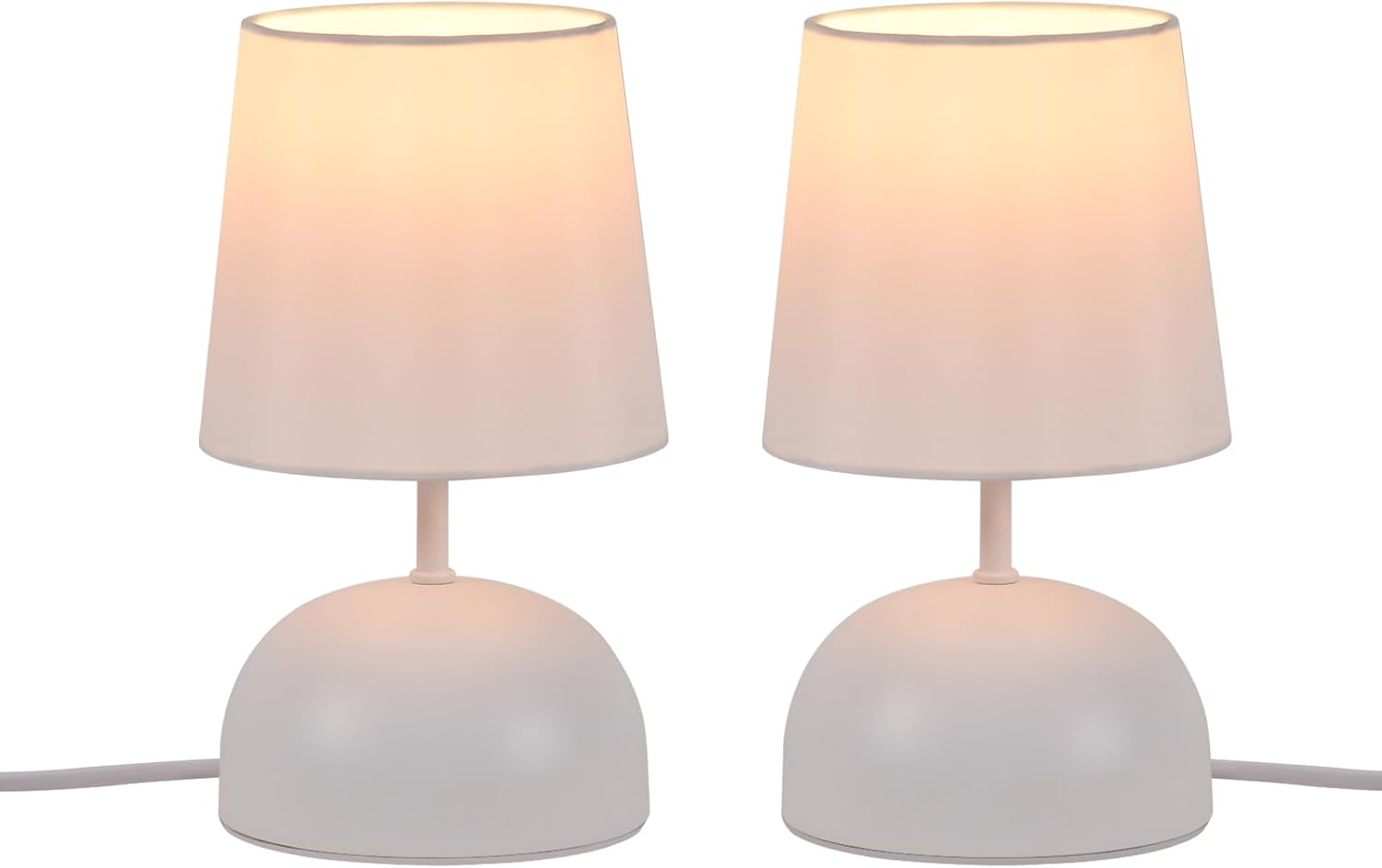 NETTLIFE yöpöytävalaisinsetti, 2 pöytävalaisinta johdolla, valkoinen kangasyövalaisin, moderni makuuhuoneen design