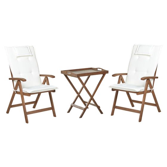 Bistrosetti tyynyillä taitettava AMANTEA akaasia Luonnonvalkoinen