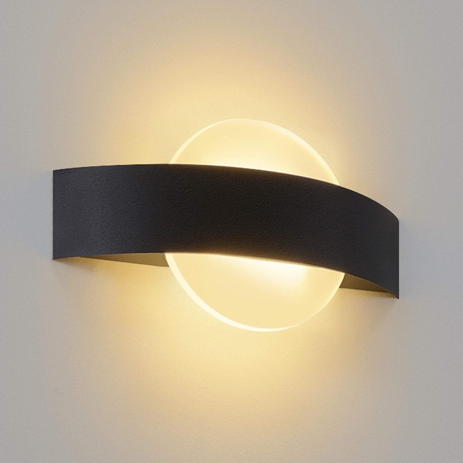 NETTLIFE LED-seinävalaisin sisäkäyttöön, käytävän valaisin, 3000K lämmin valkoinen, musta, moderni design, akryyli, yövalaisin, 6W