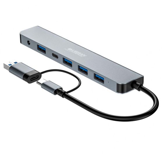 Hub MINEE USB-A/C 7 Porttia Moniliitin Ultra-nopea USB 3.0 15cm