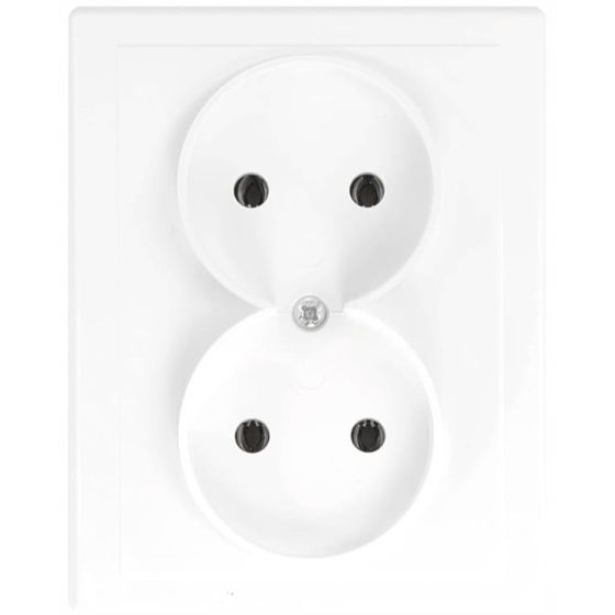 Kaksoispistorasia ilman maadoitusta IP20 16A 250V Uppoasennettava Valkoinen