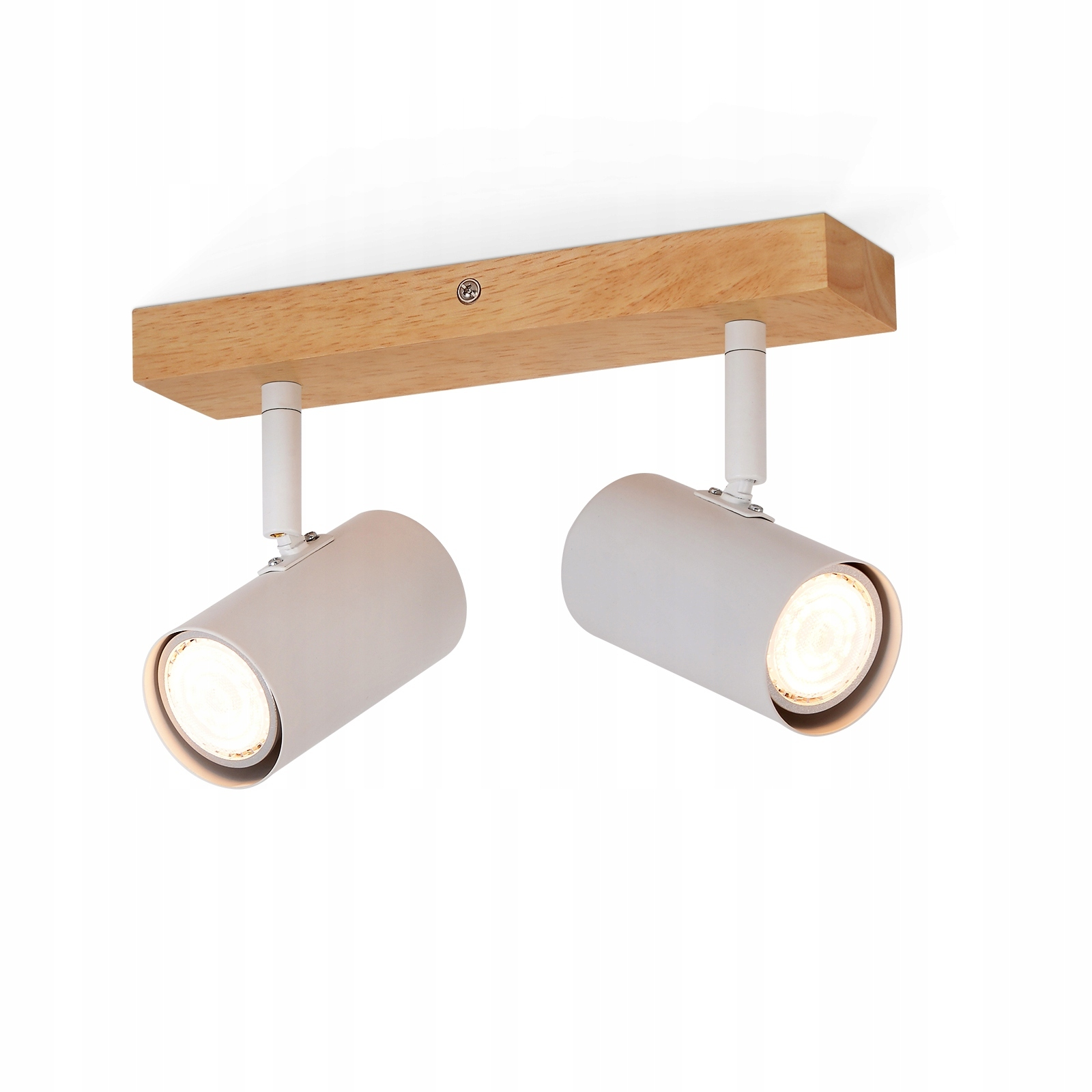 NETTLIFE kattokohdevalaisin 2 lamppua, puuta, GU10, valkoinen, moderni sisäkäytävävalaisin, 350°, kohdevalo olohuoneeseen, makuuhuoneeseen