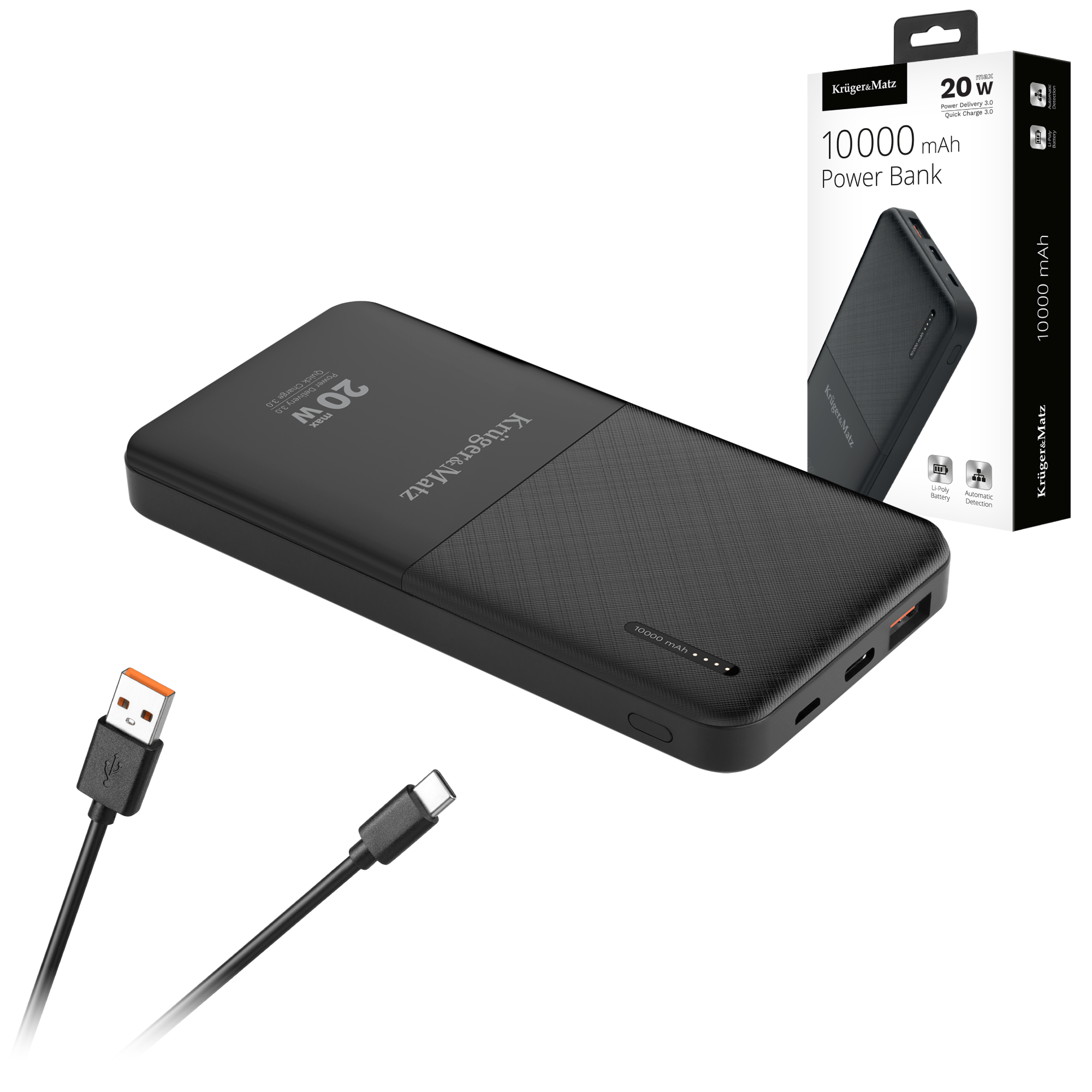Varavirtalähde 10000mAh 20W QC PD USB-C KrugerMatz