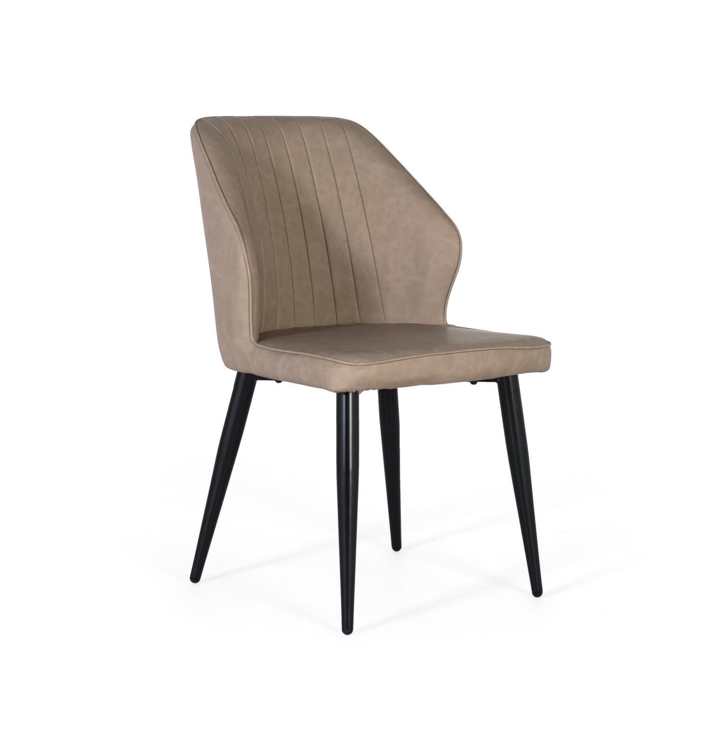 Kahden harmaaksi verhoillun tuolin setti, jossa teräsjalat