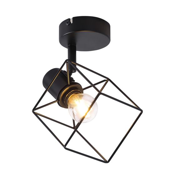 NETTLIFE musta kattokohdevalaisin E14 350° säädettävä kattovalaisin vintage - metalli olohuoneeseen