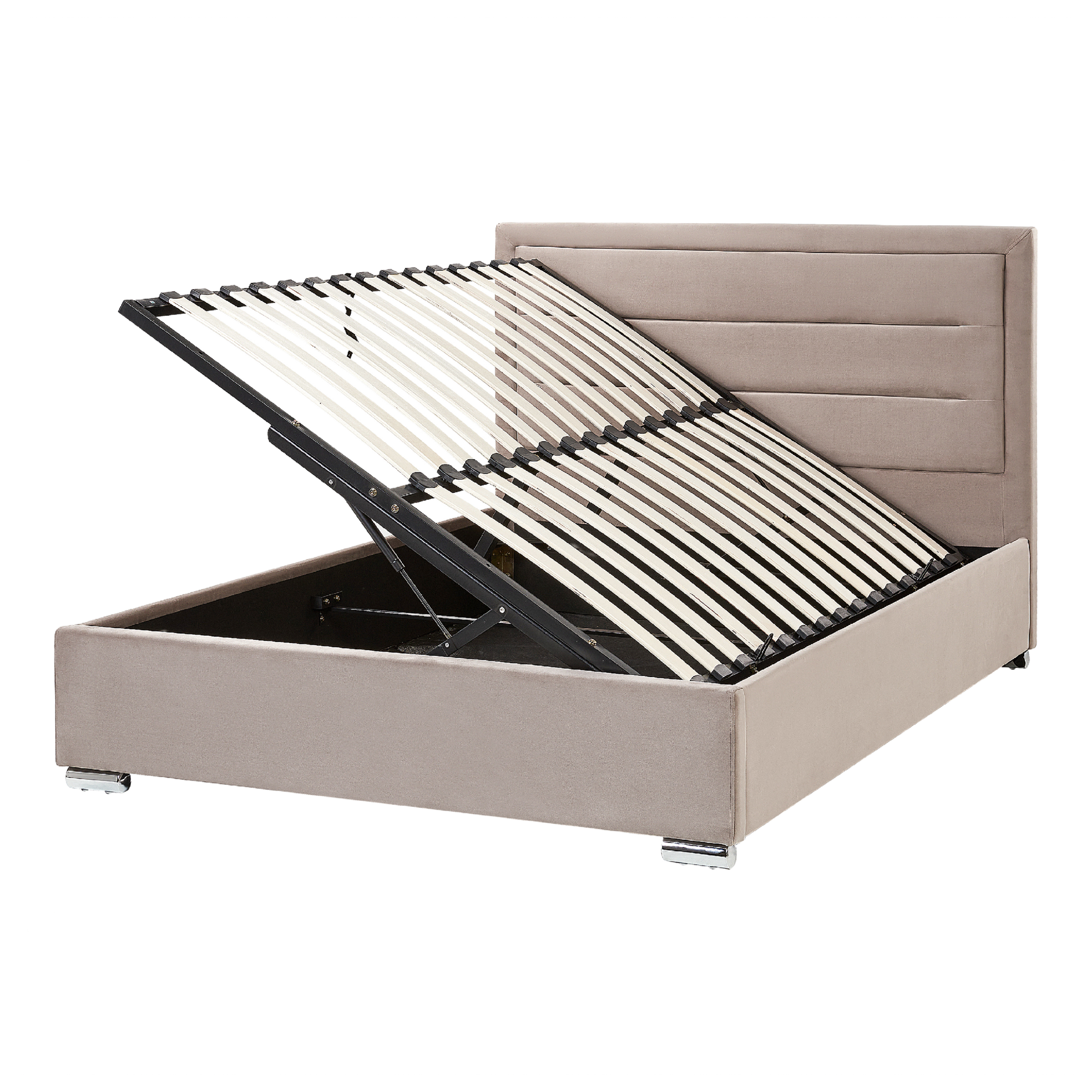 Sänky säilytystilalla sametti ROUEN 140 x 200 cm Ruskeanharmaa