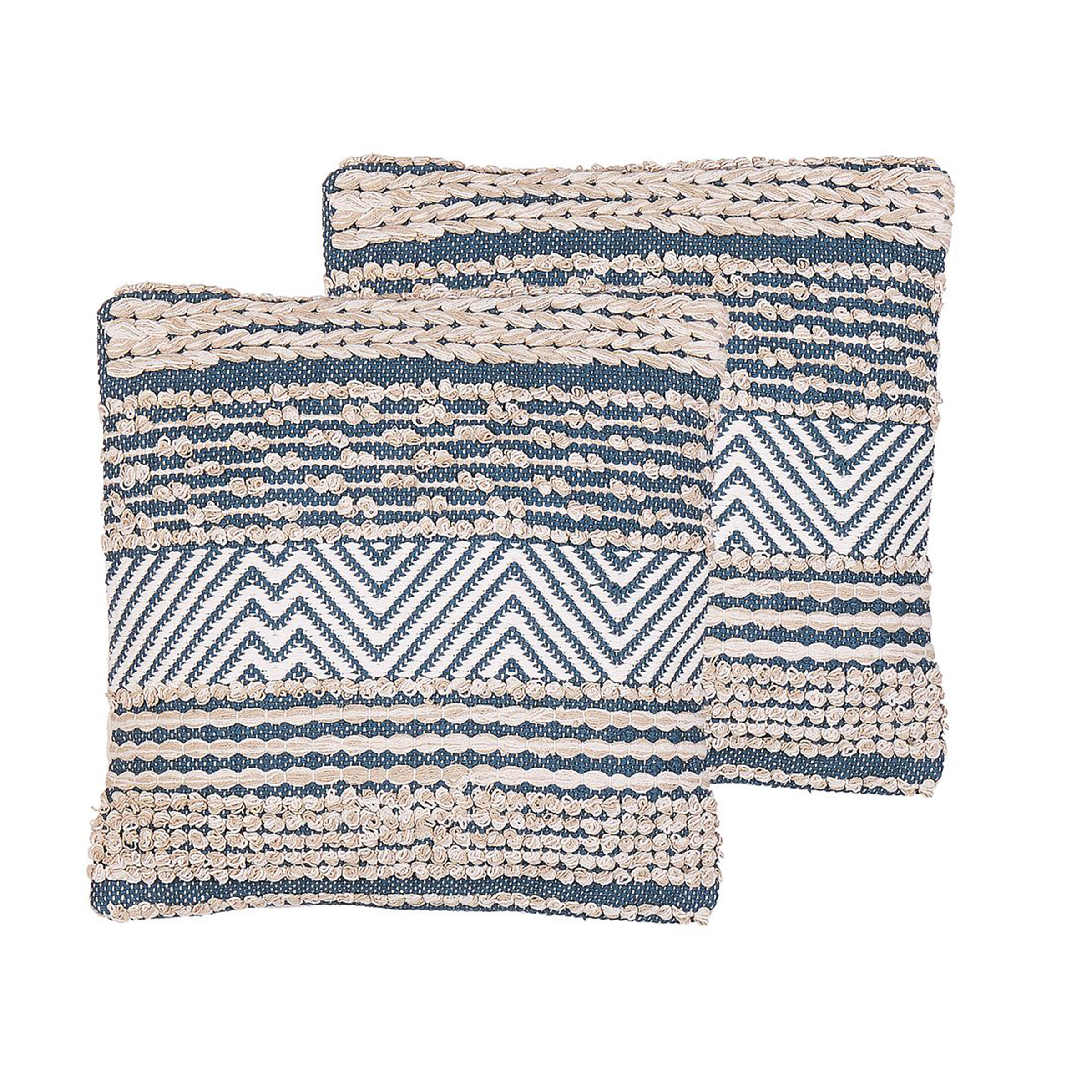 Koristetyynysetti 2 kpl DEWBERRY 45 x 45 cm Puuvilla Sininen Geometrinen kuvio