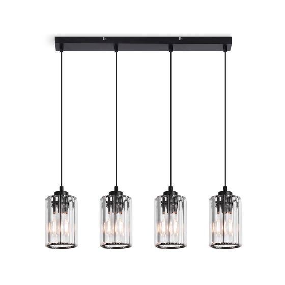 NETTLIFE moderni musta kristalli riippuvalaisin ruokapöydälle, 4 liekkiä, E27