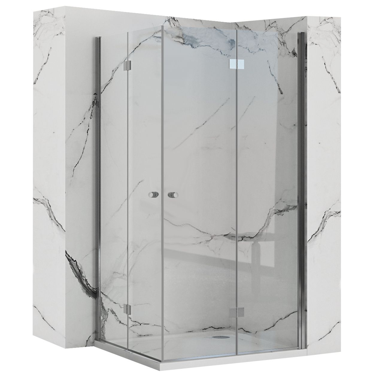 REA Suihkukaappi FOLD N2 90x90 kromi, 90, 5X90, 5X190CM