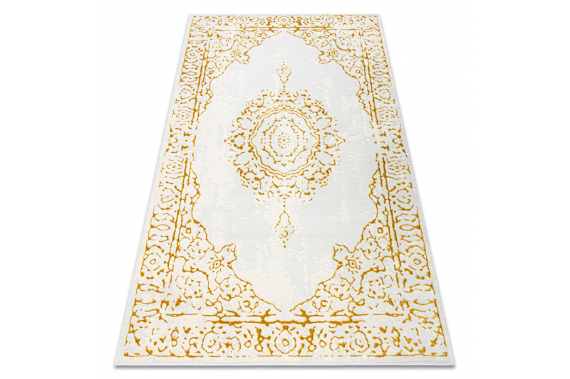 Matto CORE 6268 ornamenttiti varjostettu - rakenteellinen, kaksi kerrosta fleeceä, norsunluu / kulta- 160x220 cm