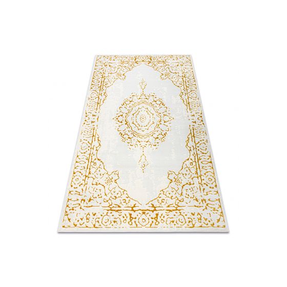 Matto CORE 6268 ornamenttiti varjostettu - rakenteellinen, kaksi kerrosta fleeceä, norsunluu / kulta- 160x220 cm