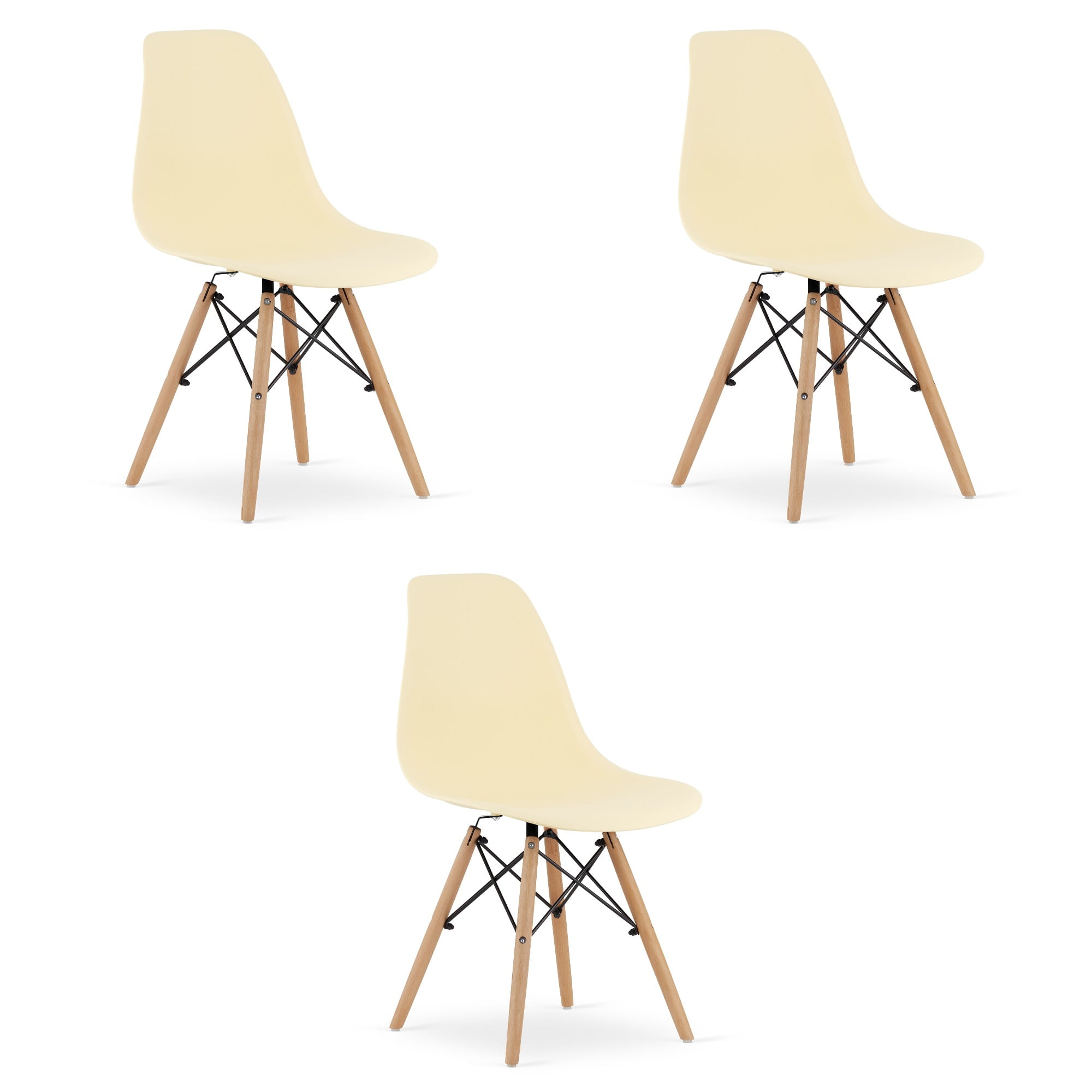 OSAKA-tuoli, kermanvärinen, luonnonväriset jalat (3 kpl)